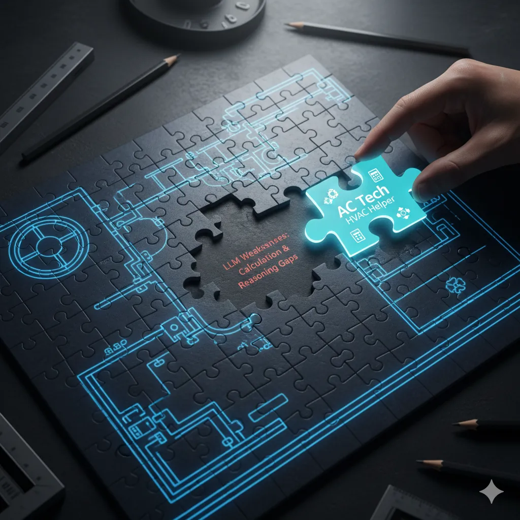 Mind the Gap: How AC Tech HVAC Helper Bridges LLM Weaknesses in Calculation and Reasoning